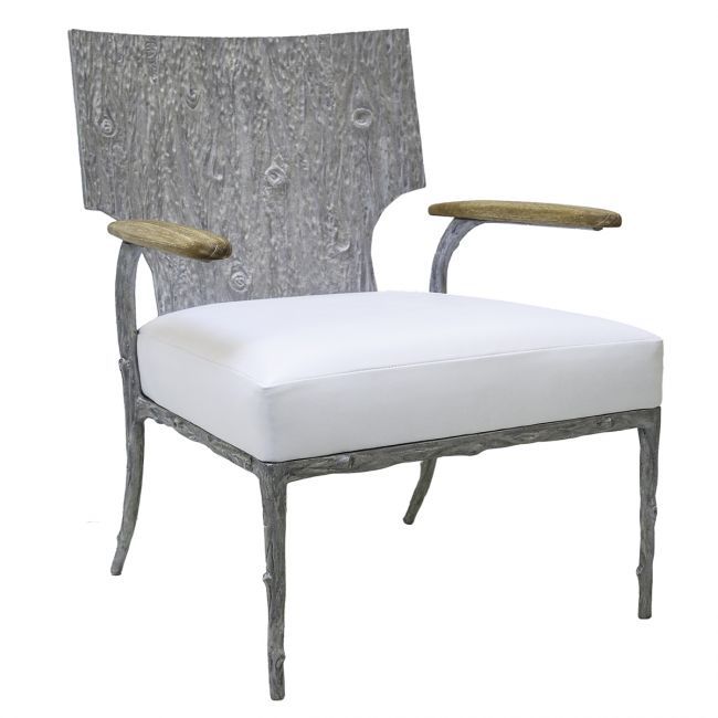 bark lounge chair driftwood arms ant. bronze base customers own