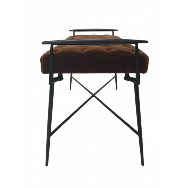 lucien pellat-finet スケボーチェア knight-bench-antiqued-bronze-base-charcoal-arms-muslin