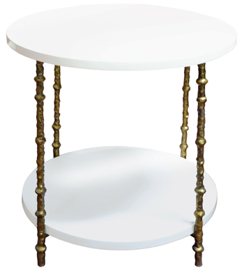 diego tall side table gold gloss white
