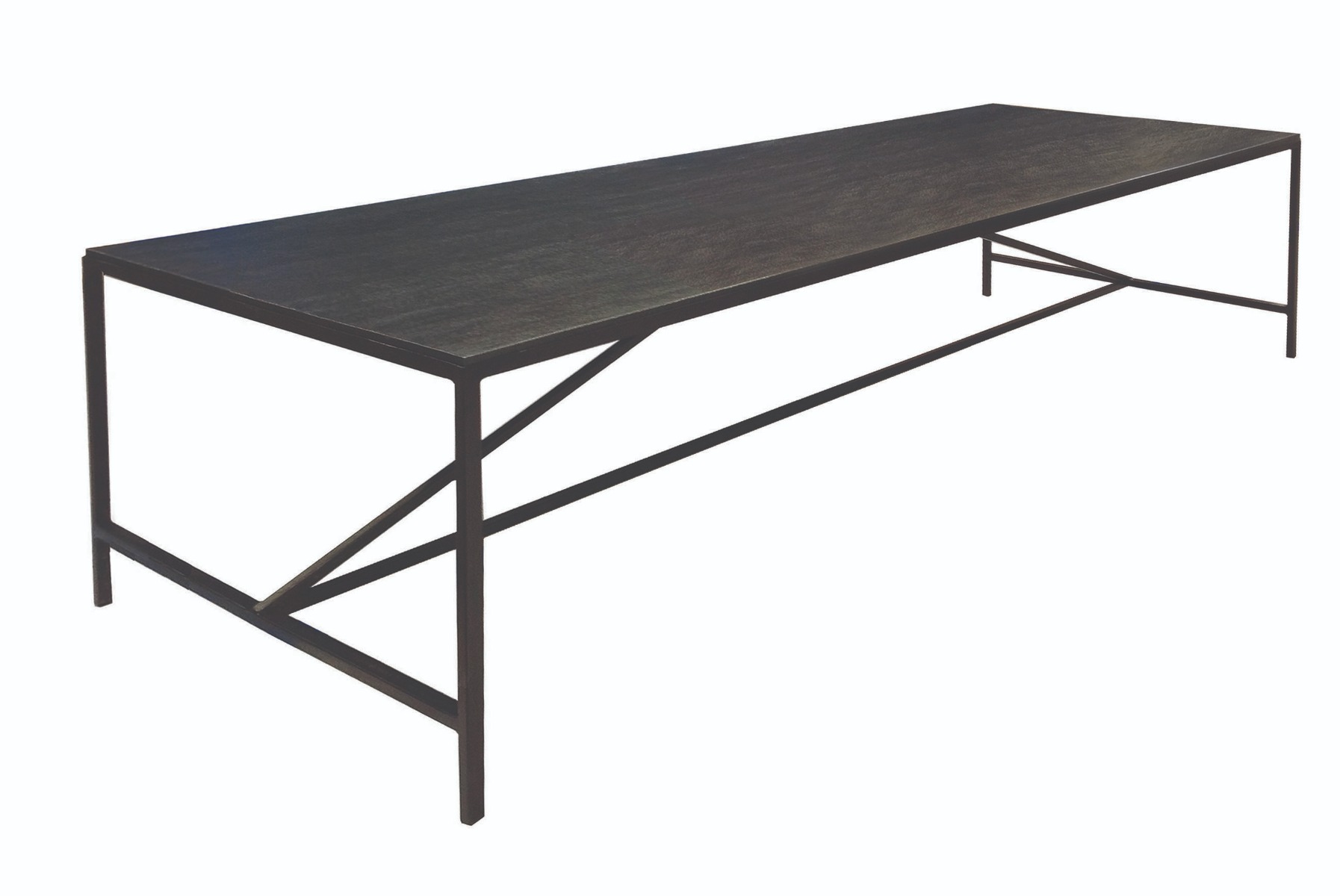 paxton cocktail table rustic iron base charcoal top (avail qty: 1)
