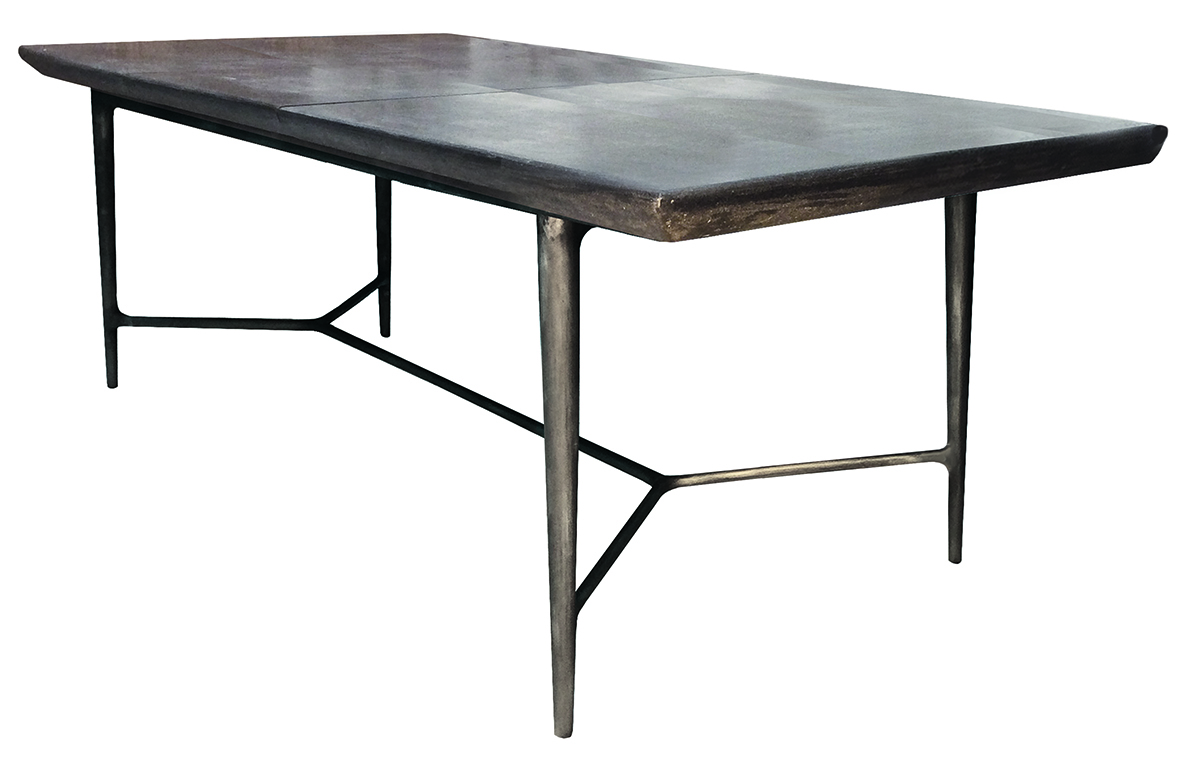 ray rectangle dining table pat. aluminum cream rustic resin